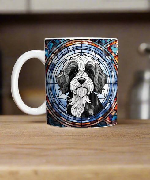 Cavapoo Black & White Suncatcher Artwork Ceramic Mug